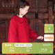 戴維貝拉（DAVE＆BELLA）中大童棉服冬裝女童中國風(fēng)紅色新年呢大衣棉衣外套
