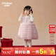 歐姆熊女童連衣裙秋冬季2025新款女寶寶周歲禮服兒童冬裝洋氣小公主裙子 粉色 80 80cm