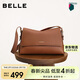 百麗女包真牛皮質(zhì)感單肩包送禮OL通勤小方包M8605DX5 棕色