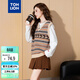 唐獅（TonLion）2024女V領(lǐng)提花背心毛線(xiàn)衫