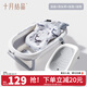 十月結晶嬰兒洗澡盆家用可坐大號新生兒童用品沐浴桶折疊寶寶浴盆 【單盆+浴墊+浴架+洗頭杯】