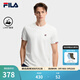 FILA 斐樂(lè )官方男子針織短袖衫夏新款時(shí)尚休閑簡(jiǎn)約基礎圓領(lǐng)T恤 云白-WT L 175/96A/L