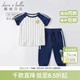 戴維貝拉（DAVE＆BELLA）大童男裝中大童運動(dòng)套裝男童兒童短袖夏裝小男孩夏款 藏青色 140 cm（建議身高130-140cm）