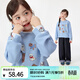 茵曼（INMAN）童裝女童套頭衛衣狗狗印花秋中大童休閑上衣 藍色 140