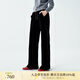 PLAIN PEOPLE復古時(shí)髦化纖絲絨垂墜感衛褲休閑褲女紅色2025秋新款 墨黑 M