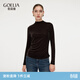 歌莉婭 秋季新品  絲絨半高領(lǐng)上衣  1E9R0E130 98Y深啡 L