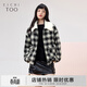愛(ài)居兔經(jīng)典黑白格紋呢大衣女冬季新款學(xué)院風(fēng)夾克外套EWJAJ4P008A 黑色格紋08 155/80A/S