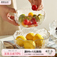 摩登主婦 北歐式ins風(fēng)玻璃碗大號家用餐具水果盤(pán)沙拉碗甜品小碗 描金波光果盤(pán)-大號