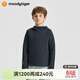 moodytiger兒童衛衣保暖彈力秋季中大童個(gè)性連帽男童衛衣防風(fēng)休閑女童運動(dòng)衣 黑花灰 170 cm