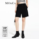MO&Co.五分褲春夏解構拼接設計感高腰寬松A字壓褶短褲附腰帶摩安珂 黑色 L 170