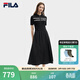 FILA斐樂(lè )官方女子連衣裙夏新款時(shí)尚休閑簡(jiǎn)約修身短袖連身裙 正黑色-BK L 170/88A/L