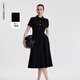 朗姿25三醋酸法式復古收腰氣質(zhì)高級感裙子女春秋新款赫本風(fēng)連衣裙 黑色 S