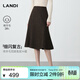 藍地（LANDI）[細閃復古]深棕綿羊毛高腰魚(yú)尾毛呢半裙女中長(cháng)款2025冬新品 深咖 L