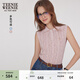 Teenie Weenie小熊針織T恤無(wú)袖毛衣背心學(xué)院POLO領(lǐng)上衣粉色女 粉色 S