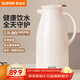 蘇泊爾（SUPOR）保溫壺玻璃內膽熱水壺家用保溫水壺暖水瓶大容量開(kāi)水壺溫水瓶 【玻璃紅膽】奶油白 1.9L