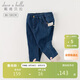 戴維貝拉兒童牛仔褲女冬裝女童加絨褲子女寶寶薄絨休閑褲外穿