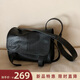 南風(fēng)Chio2nd頭層牛皮暖陽(yáng)學(xué)院郵差包包女黑色百搭單肩斜挎情人節送禮 經(jīng)典黑大號