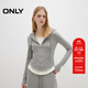 ONLY2025秋季新款軟糯親膚修身假兩件連帽抽繩衛衣女|12539S011 G47 淺花灰色 L