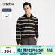 金利來(lái)【含棉/彈力】春夏季節長(cháng)袖polo衫男士條紋翻領(lǐng)商務(wù)休閑上衣T恤 細條紋-ELPG09936008-深棕-97 M 170/88A 推薦110-135斤