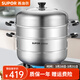 蘇泊爾（SUPOR）蒸鍋304不銹鋼三層復底電磁爐燃氣通用蒸魚(yú)蒸包子蒸籠 SZ34B17【拍3口整箱發(fā)】 34cm