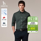 哈吉斯（HAZZYS）男裝 秋冬款千鳥(niǎo)格男襯衣【萊卡】棉彈長(cháng)袖襯衫男ASCZK1CDX41 深綠色DG XL （180/100A 50）