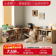 小匠材實(shí)木書(shū)架落地一體置物架靠墻實(shí)木書(shū)柜立式收納格子柜原木色八格柜