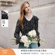 香影碎花雪紡上衣女2026春季新款長(cháng)袖法式氣質(zhì)黑色v領(lǐng)荷葉邊小衫 黑花 M 160/84A/95-110斤