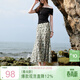 三彩2025夏季新款碎花半身裙斜裁A字裙松緊腰魚(yú)尾裙浪漫長(cháng)裙M