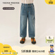 Teenie Weenie Kids小熊童裝25年男女童休閑工裝風(fēng)直筒牛仔褲 藍色花灰 130 cm