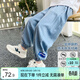 左西男中大童牛仔褲兒童防蚊褲夏2025新款夏裝長(cháng)褲子 淺牛仔色 140
