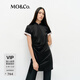 MO&Co.連衣裙春新中式醋酸雙面緞捏褶收腰開(kāi)叉MBE1DRS010 黑色 L L/170