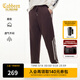 卡賓（CABBEEN）【側邊織帶】卡賓寬松束腳抗皺休閑褲男2025秋季復古風(fēng)拼接運動(dòng)褲 酒紅色74 M /170/48