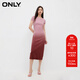 ONLY秋季休閑百搭顯瘦漸變刺繡中長(cháng)款連衣裙女|124161014 E15 桃花木色 M (165) 84A