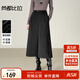 尚都比拉早秋通勤保暖女裝休閑褲寬松顯瘦闊腿褲小個(gè)子松緊腰立褶八分褲