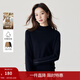 茵曼（INMAN）含桑蠶絲羊毛針織衫質(zhì)顯瘦半高領(lǐng)打底衫女春秋季純色休閑百搭毛 烏黑 S