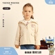 Teenie Weenie  Kids小熊童裝秋季女寶寶連帽刺繡印花短款風(fēng)衣外套 米色 100 cm