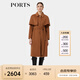 PORTS寶姿女裝秋季新款純色通勤系帶毛呢大衣ALD9C006QZW017 蜜糖棕 XS (2)
