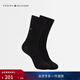 Tommy Hilfiger【兩雙裝】男裝經(jīng)典簡(jiǎn)約繡標商務(wù)休閑純色運動(dòng)微彈中筒襪子 黑色078 均碼