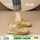 ZHR德訓鞋女春秋復古運動(dòng)休閑鞋女百搭厚底顯高女鞋 KS210 黃色  36