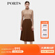 PORTS寶姿女裝秋季新款簡(jiǎn)約優(yōu)雅中長(cháng)款百褶裙ALD9S003QWQ 硬木色 XS (2)