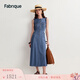 Fabrique 復古靛藍圓領(lǐng)無(wú)袖棉麻牛仔連衣裙夏季新品 水洗藍 XS /P