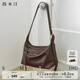西木汀 奶糖糯糯 頭層牛皮托特包大容量新款斜挎包包 生日禮物 咖啡色