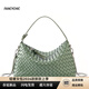 FANCYCHIC2026新款小眾真皮編織餃子包羊皮鏈條斜挎包女枕頭包手拎包 草綠色