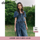 DZZIT地素短袖襯衫夏季方領(lǐng)泡泡袖牛仔小上衣女3J2RA021T 深藍色 S