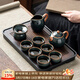 唐豐越窯青瓷功夫茶具套裝家用高檔泡茶壺喝茶杯蓋碗帶茶盤(pán)整套禮盒裝 9頭 千川(黑)+越窯古藍西施壺