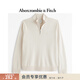 Abercrombie & Fitch【半拉鏈立領(lǐng)】小麋鹿圖案美式毛衣針織衫25秋冬男裝120-5139 奶油白 M (180/100A)