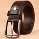 溥畔男士皮帶真皮褲帶男青年牛皮褲腰帶頭層牛皮針扣休閑年輕人腰帶男 咖啡色(3.8厘米寬) 130cm