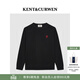 KENT&CURWEN【明星同款】肯迪文秋冬系列玫瑰刺繡男女款圓領(lǐng)純棉長(cháng)袖T恤 黑色99 M