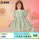 ASK JUNIOR女童連衣裙2024夏薄款中大童時(shí)尚波點(diǎn)滿(mǎn)印純棉公主裙 綠色 150 