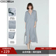 COCOBELLA氣質(zhì)灰簡(jiǎn)約長(cháng)袖連衣裙優(yōu)雅氣質(zhì)通勤兩穿外套開(kāi)衫FR0048 氣質(zhì)藍調 M